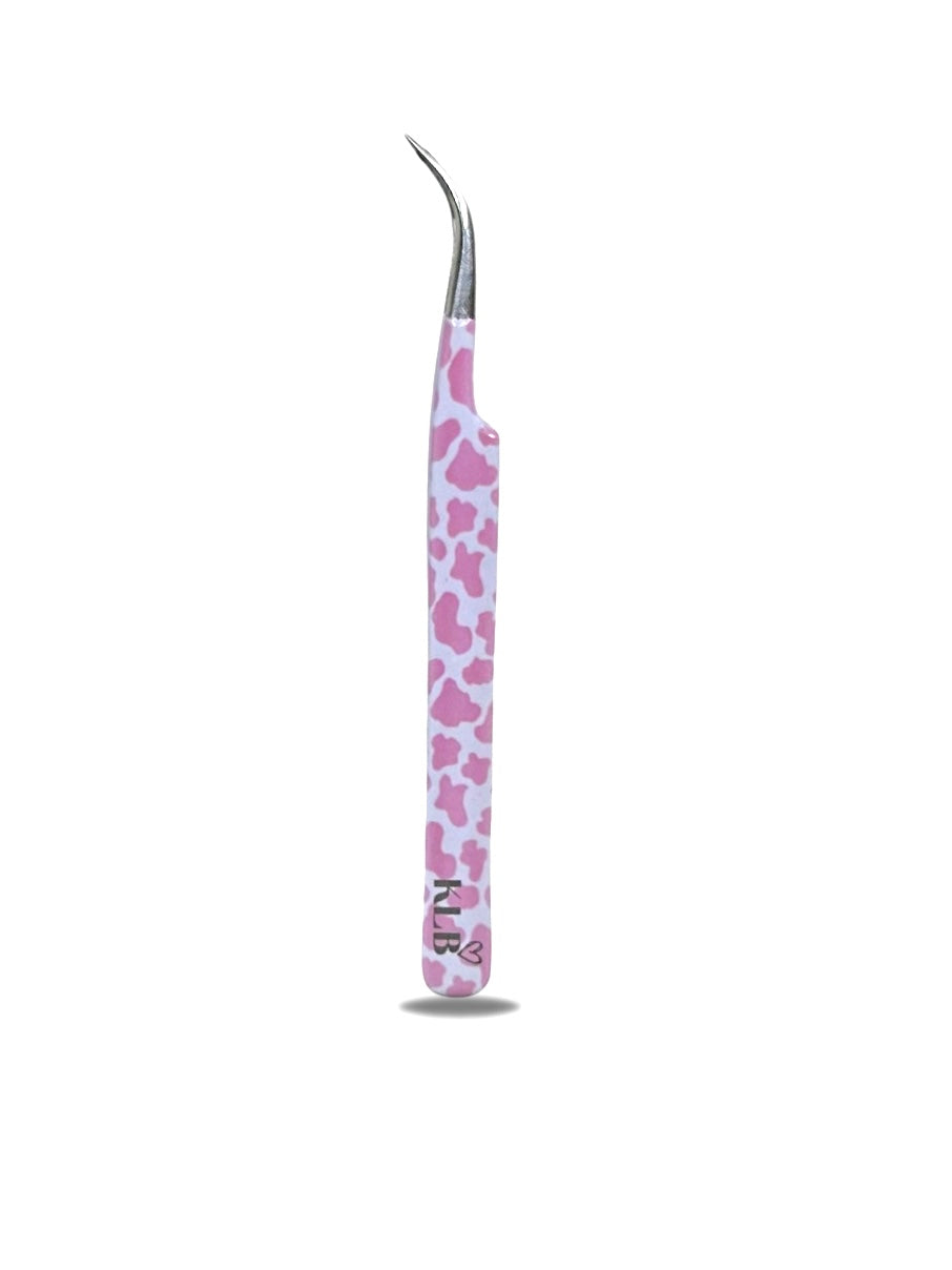 Pink Cowprint Curve Isolation Tweezer